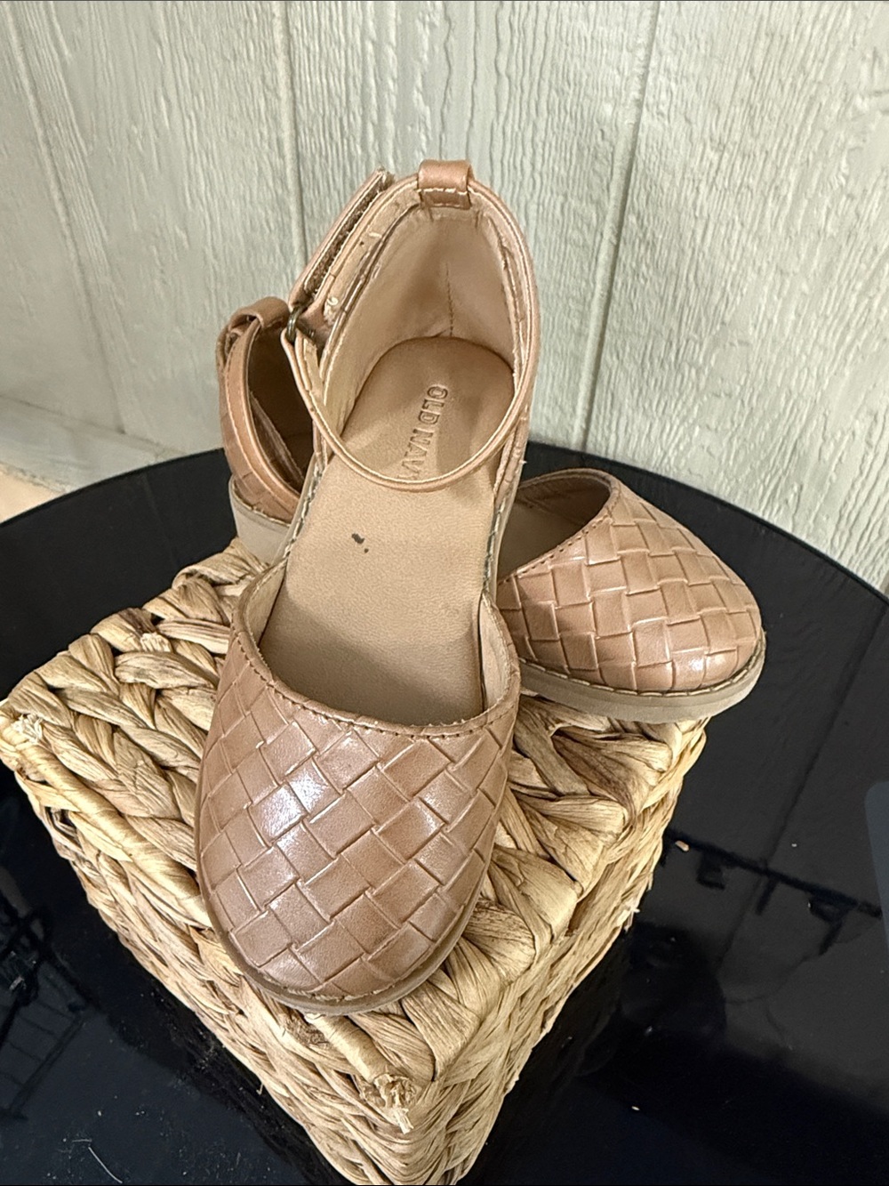 Old Navy Woven Tan Kids Sandals with Ankle Strap